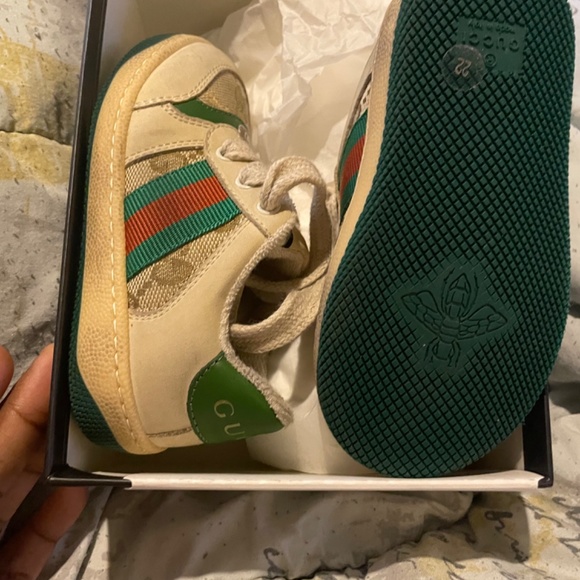 GG leather-trimmed sneakers in multicoloured - Gucci Kids  Toddler Gucci sneakers